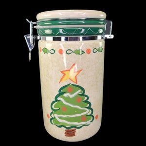 Hausenware Christmas Tree Cookie Coffee Candy Lg Jar Canister Mary‎ Jane Mitchel